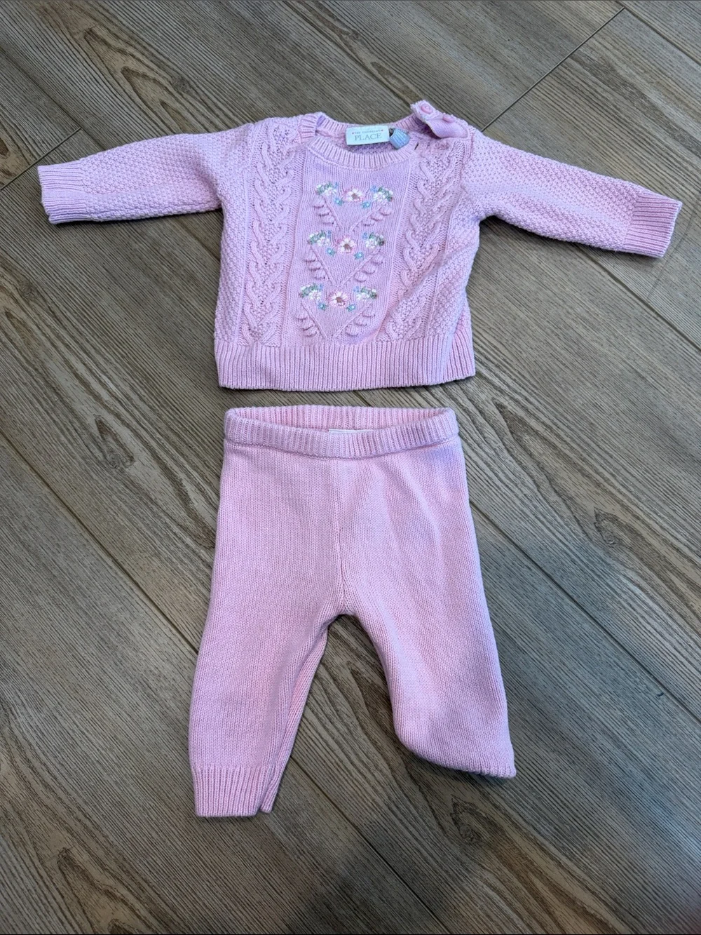 The Children's Place Pink Knit Top with Subtle Embroidery